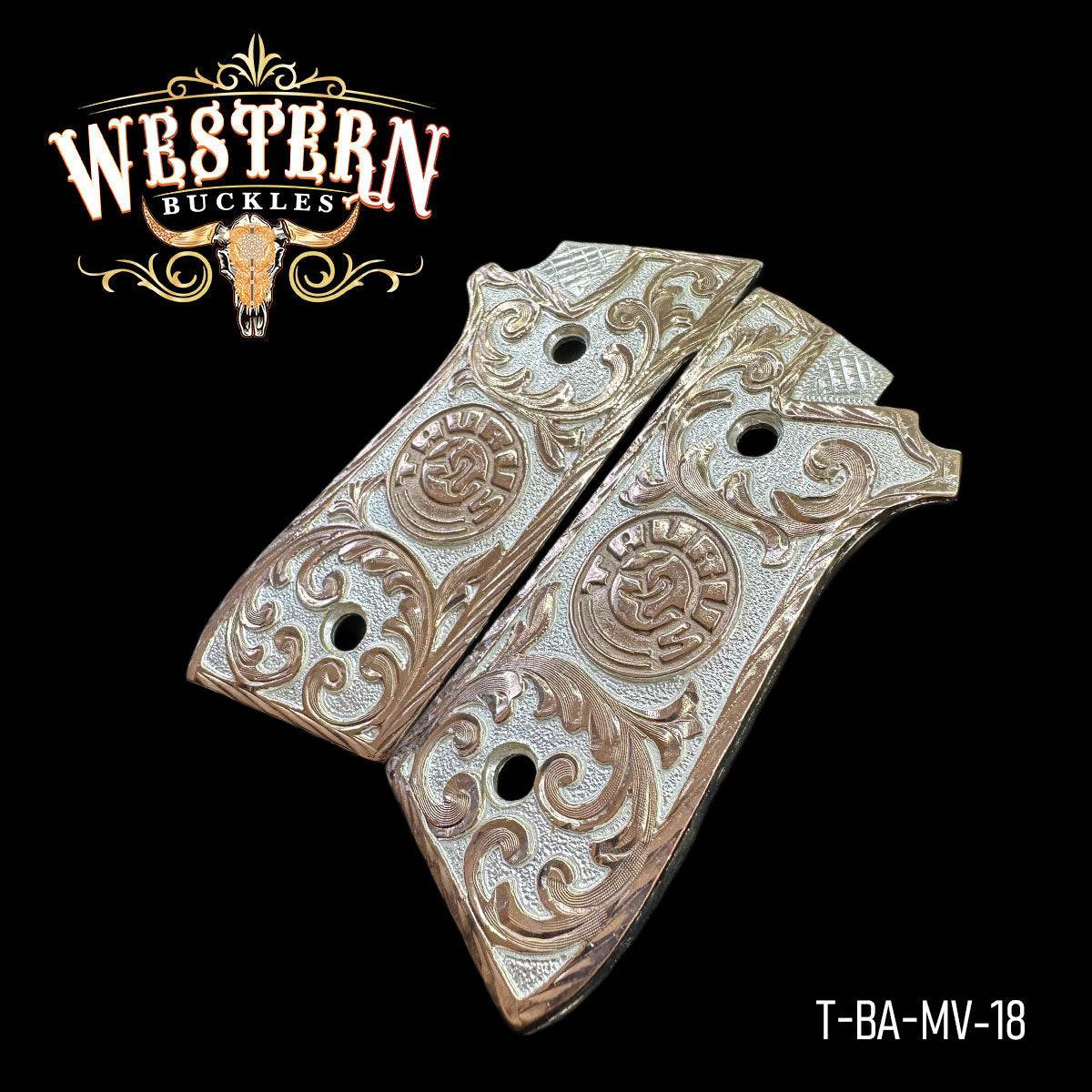 Cacha Taurus Rameado Oro Rosa y Plata - Western Buckles
