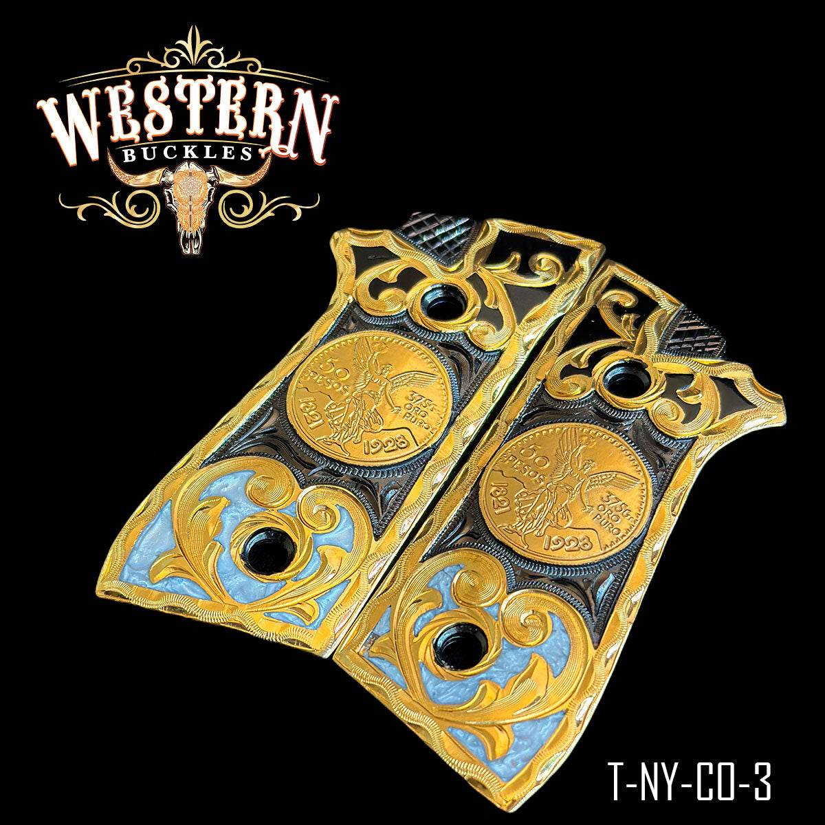Cachas Taurus PT Centenario Resina y Dorado - Western Buckles