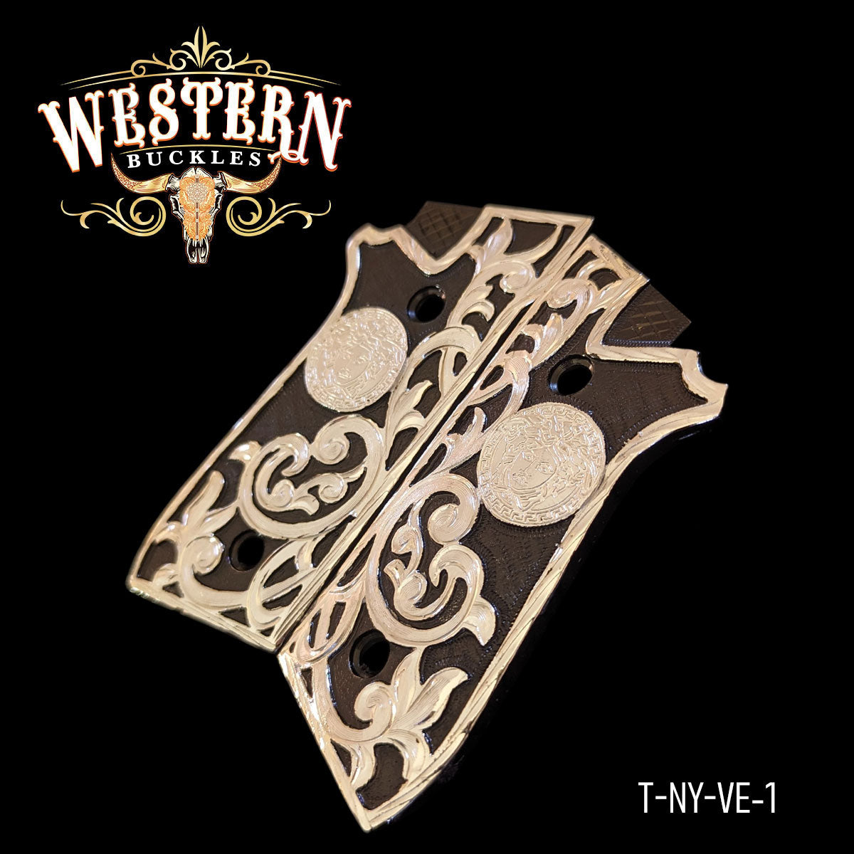 Cachas Taurus Medusa Niquel Negro y Plata.