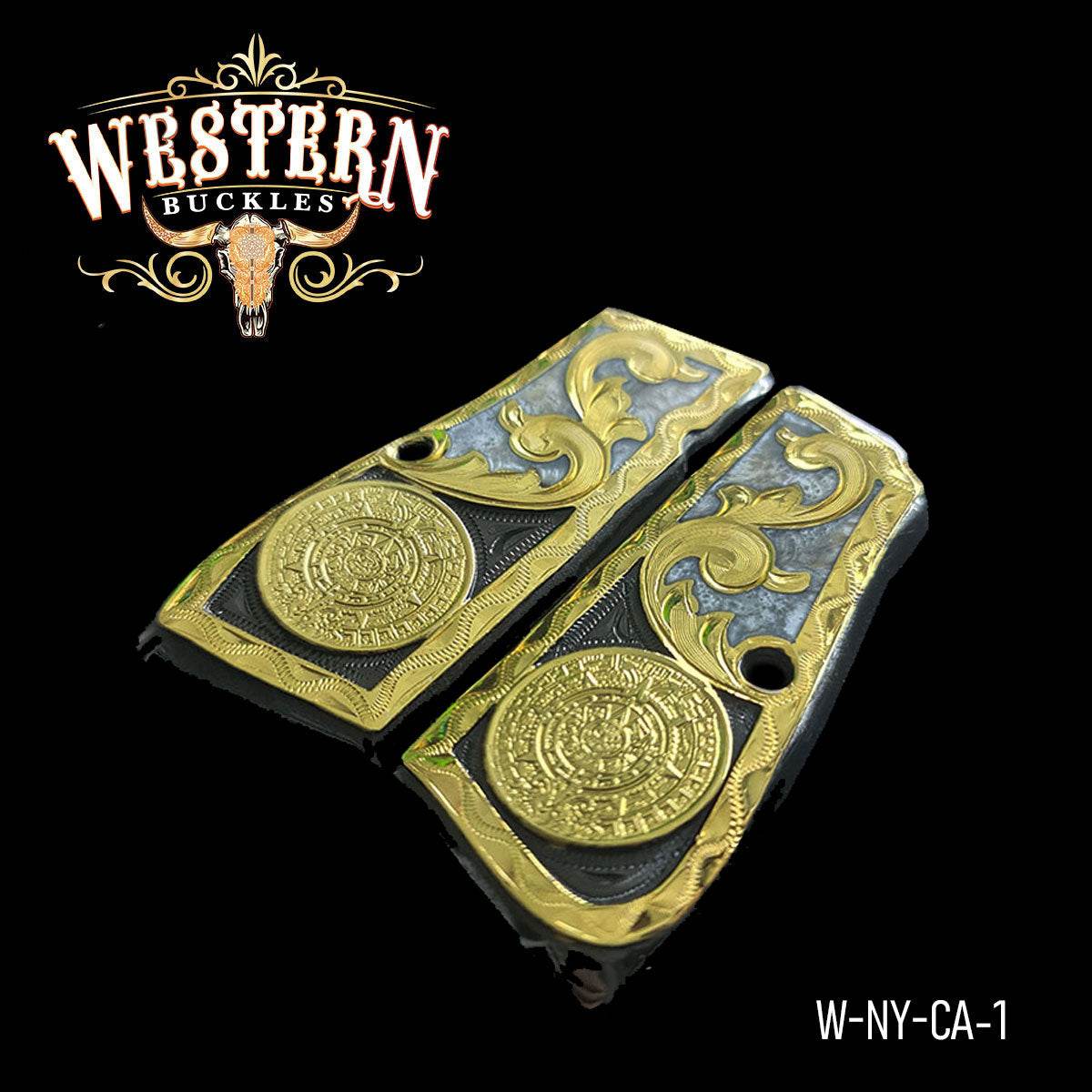 Cacha Browning Calendario Azteca con Resina - Western Buckles