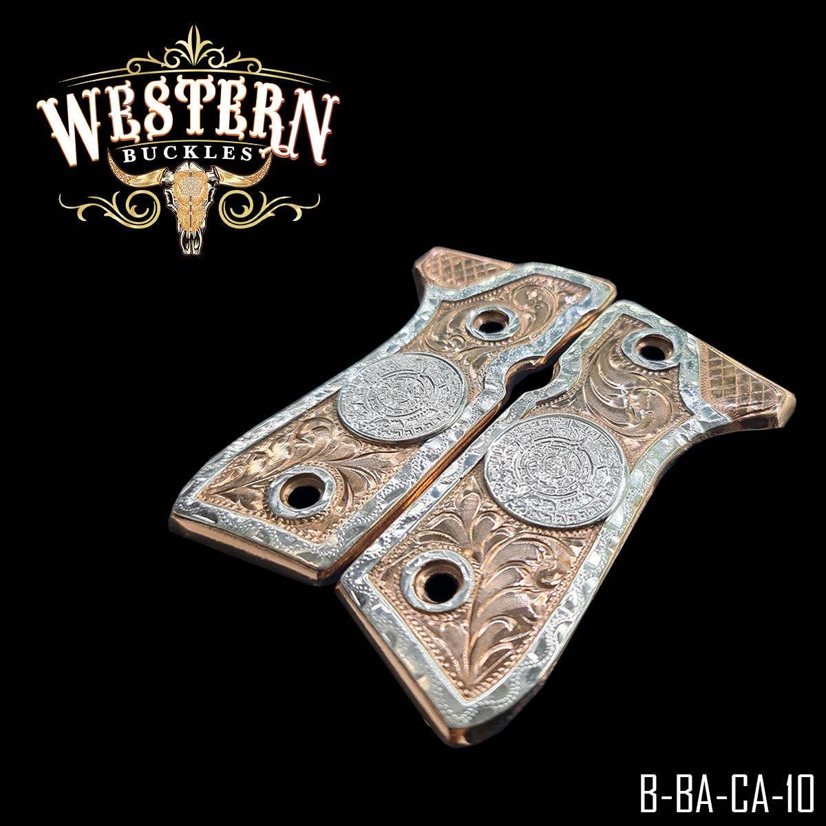Cachas Beretta 92fs Grips Calendario Azteca Rameado - Western Buckles