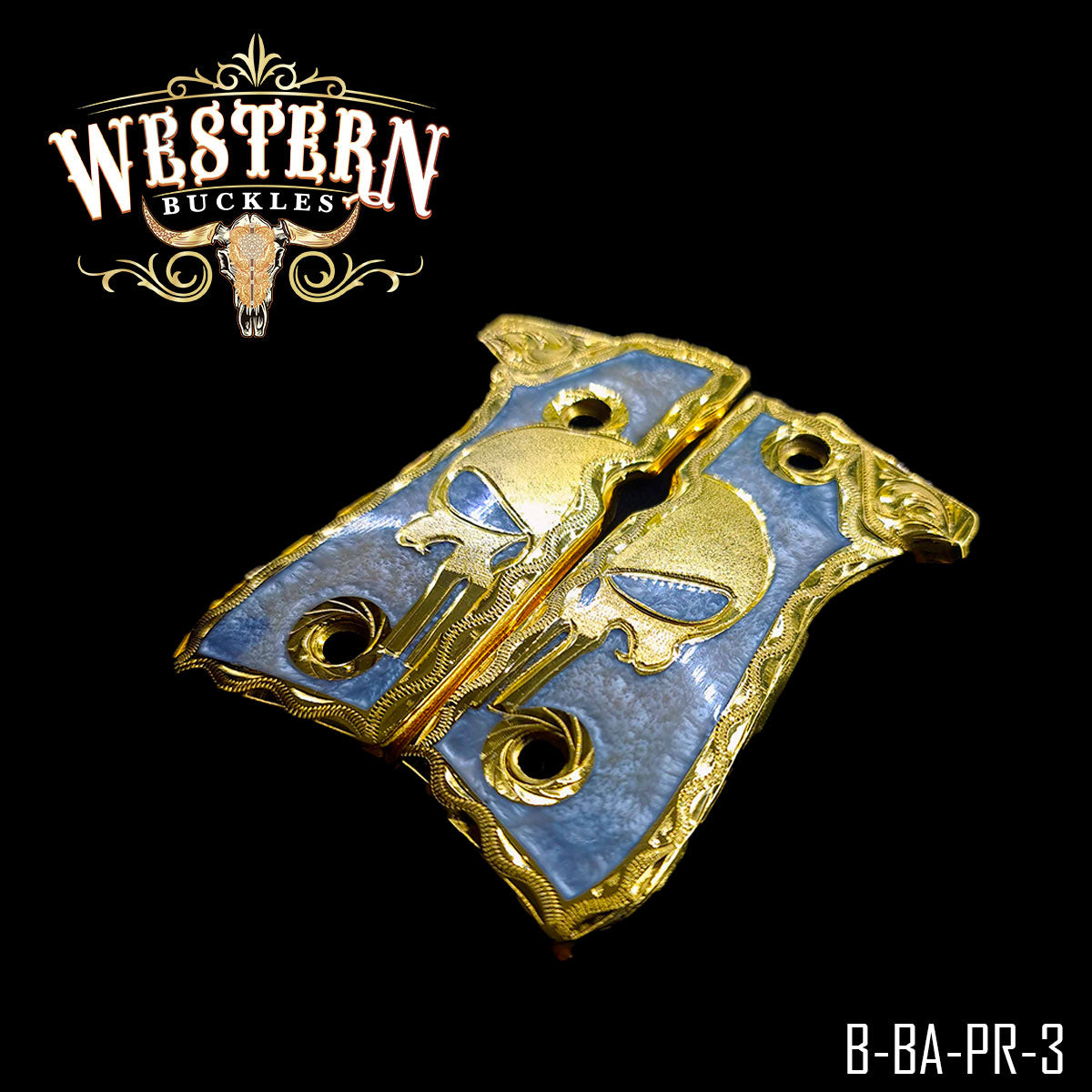 Cacha Beretta 92Fs Oro y Resina Blanca-Western Buckles