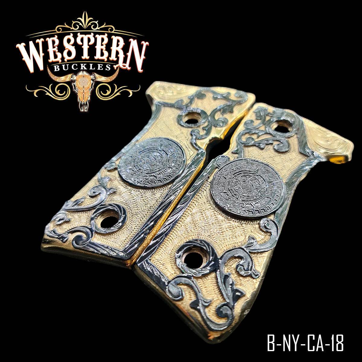 Cacha Beretta 92fs Calendario Azteca Rameado - Western Buckles