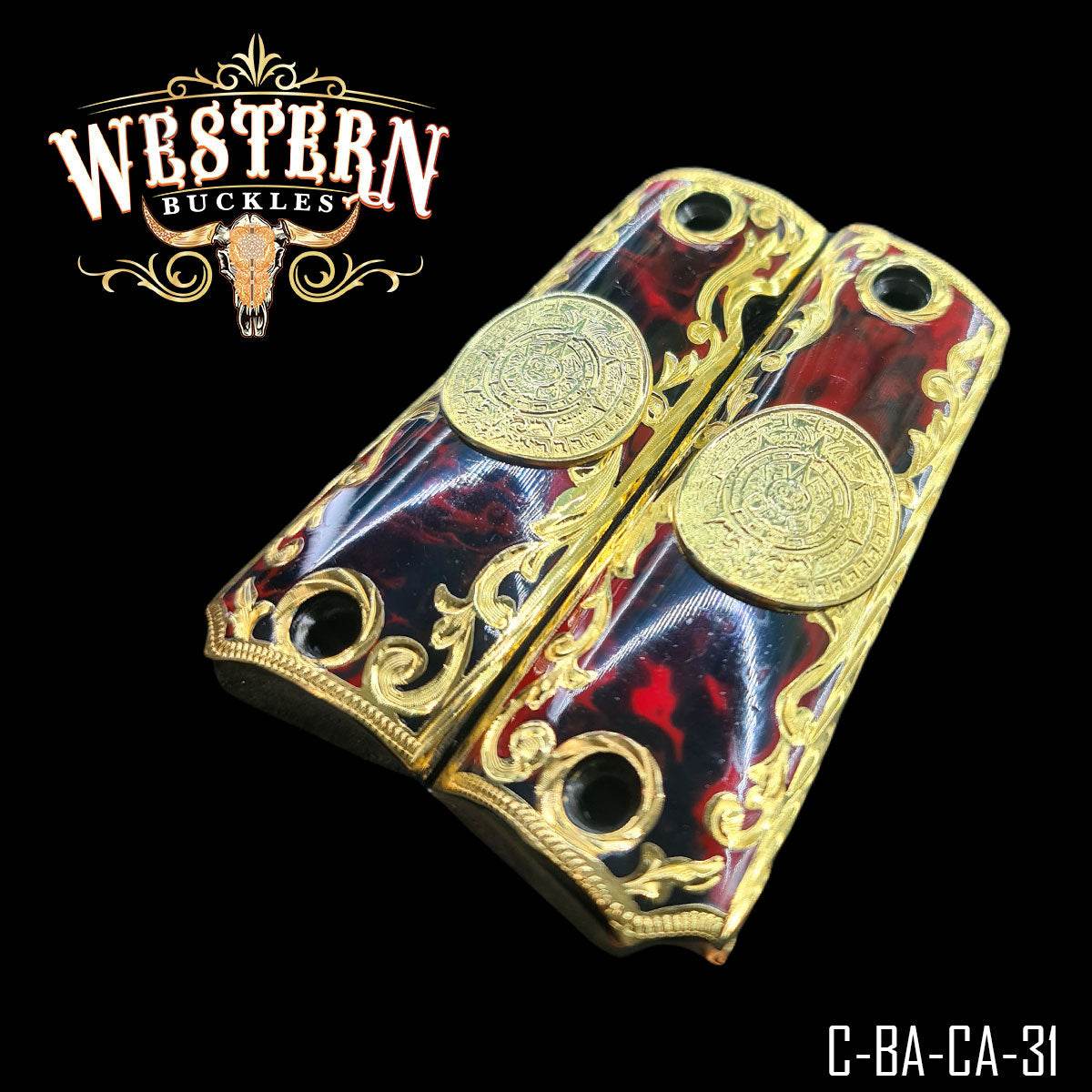 Cacha Colt 1911 Calendario Azteca Resina - Western Buckles