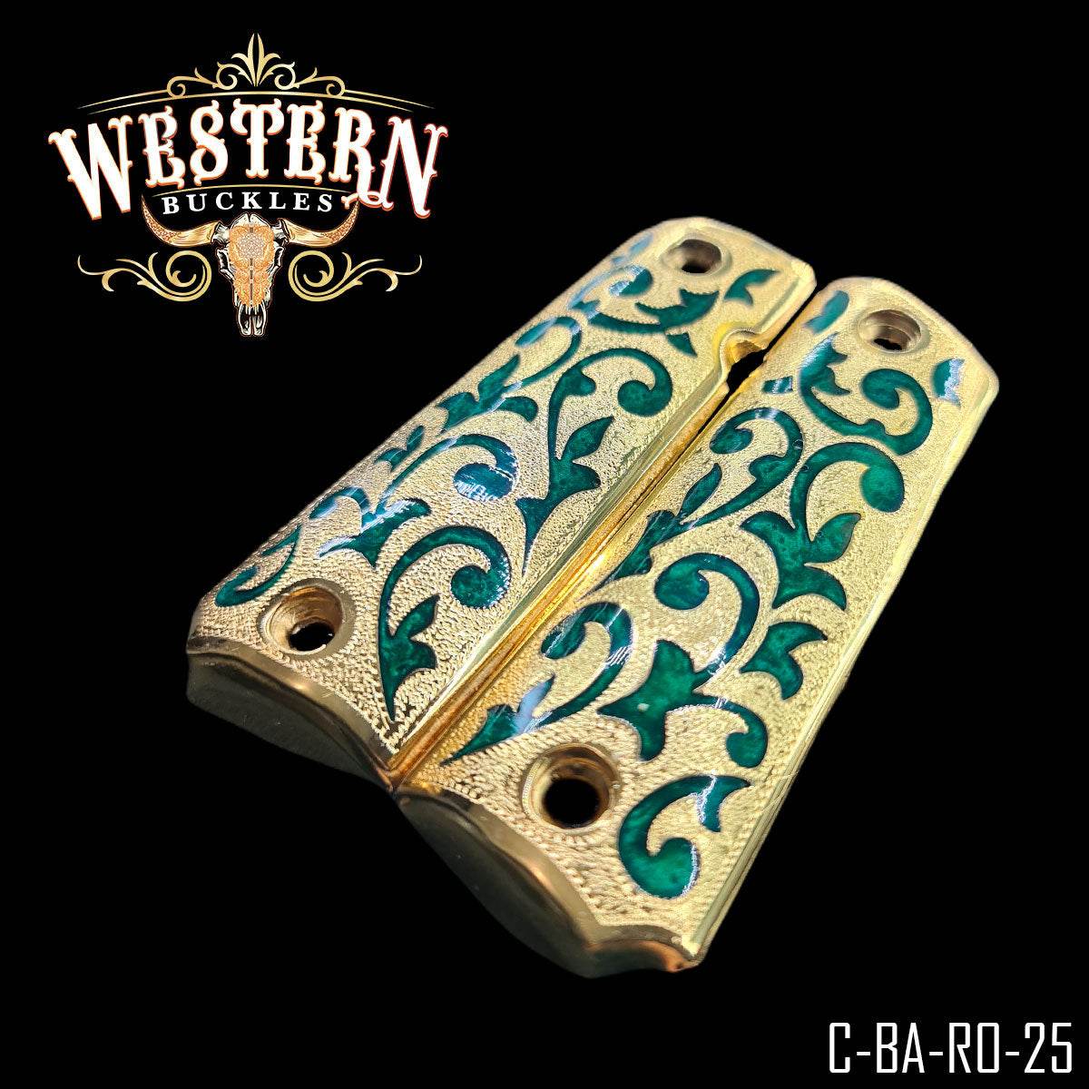 Cacha Colt 1911 Rameado Oro y Resina Verde - Western Buckles