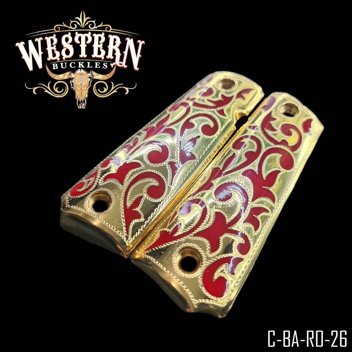 Cacha Colt 1911 Rameado Oro y Resina Roja - Western Buckles