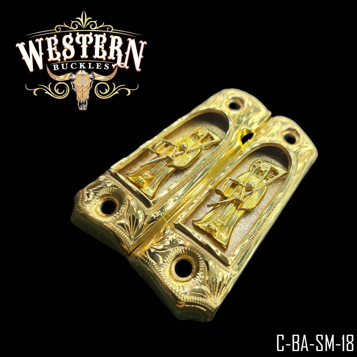 Cacha Colt 1911 Santa Muerte Nicho Oro - Western Buckles
