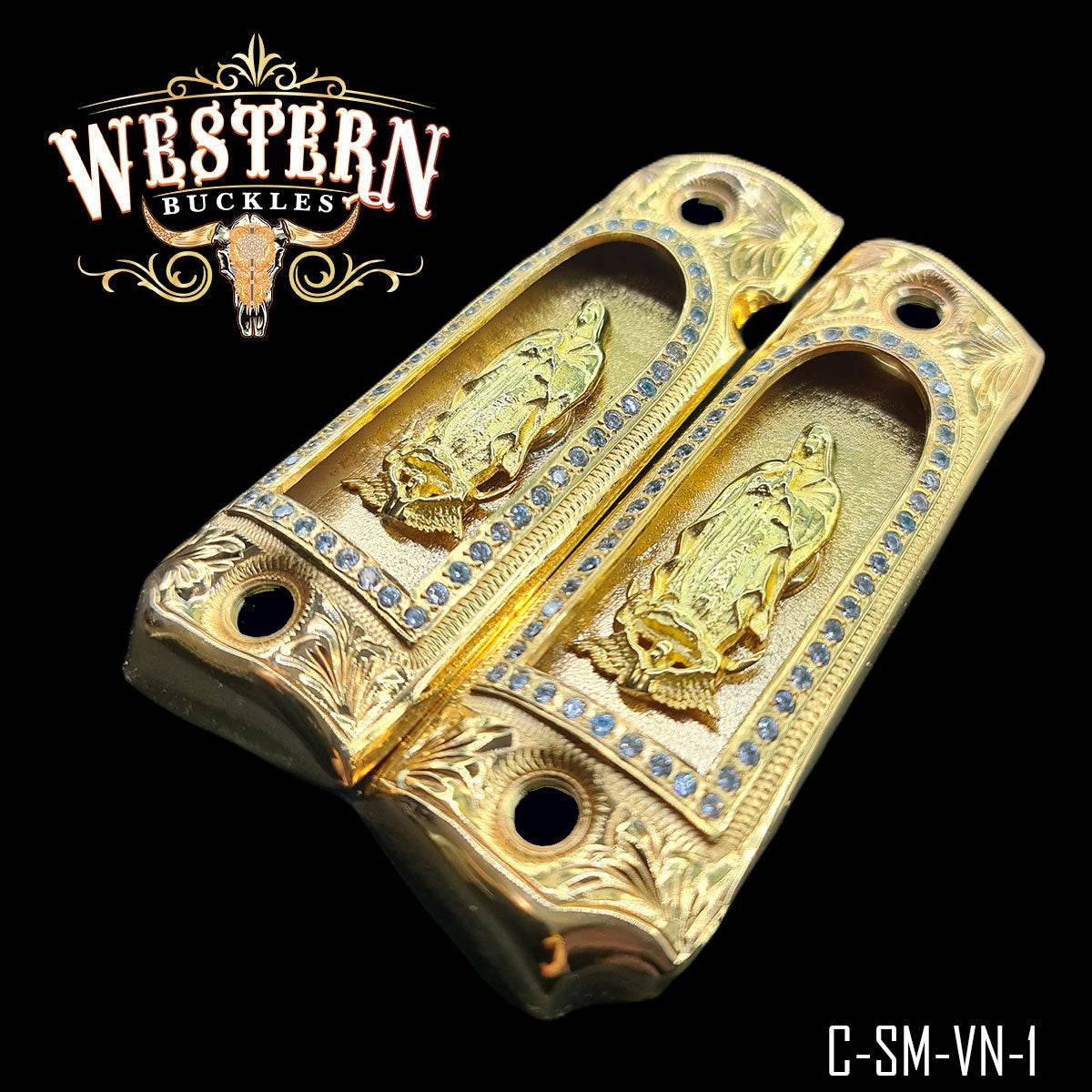 Cachas Colt 1911 Grips Virgen Piedras - Western Buckles