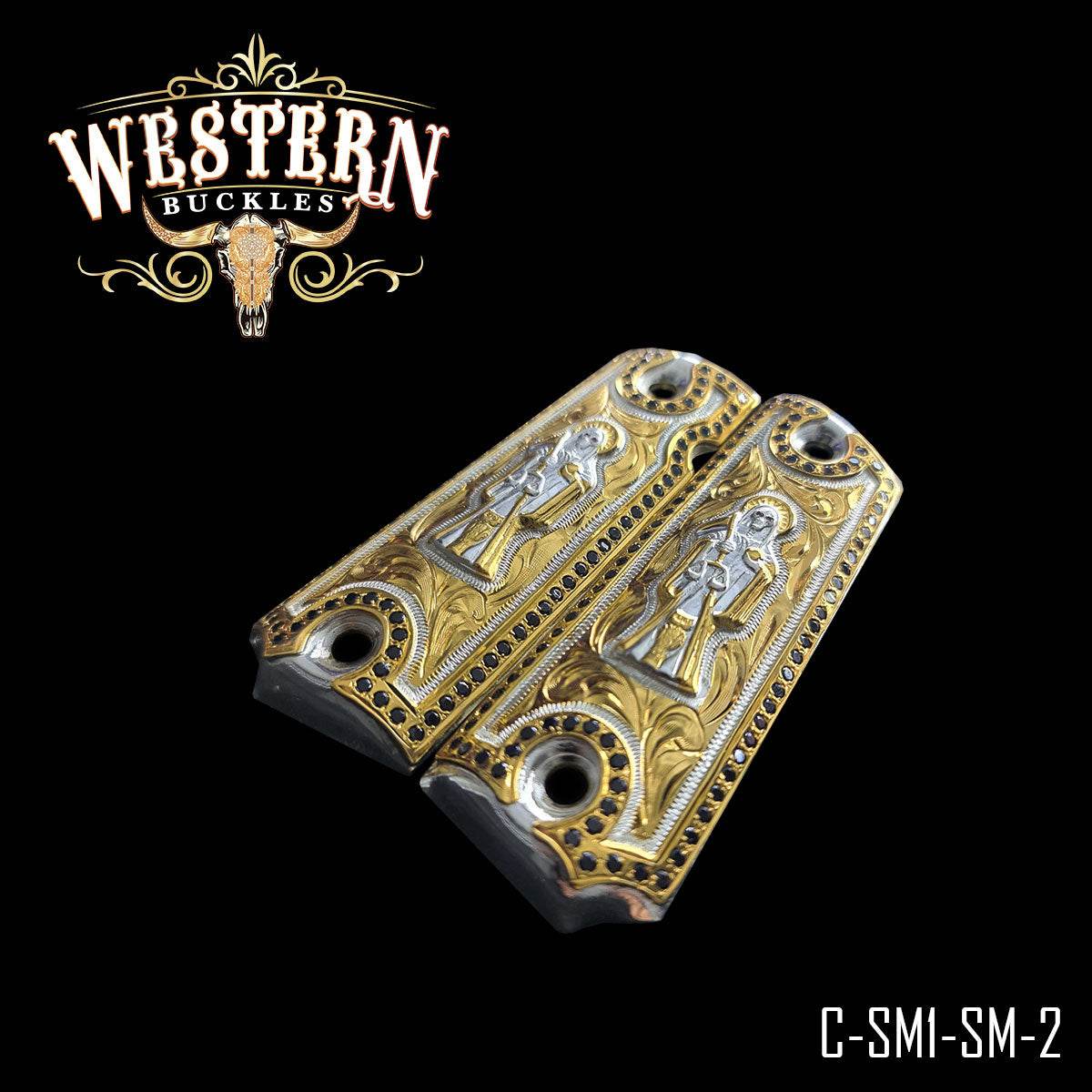 Cachas Colt 1911 Grips Santa Muerte Piedras - Western Buckles