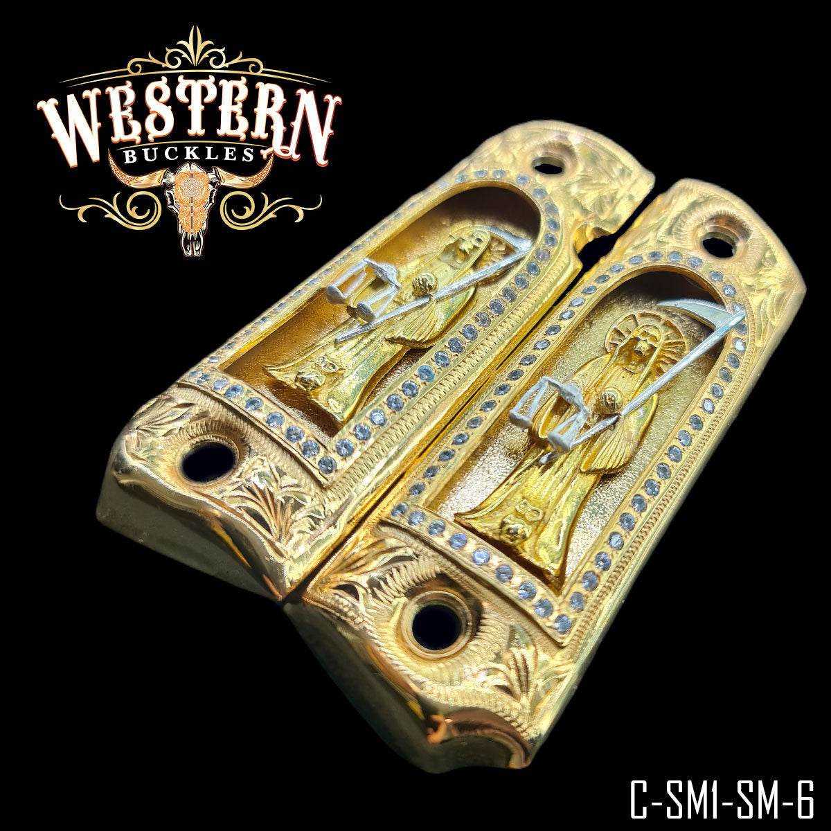 Cachas Colt 1911 Grips Santa Muerte Piedras - Western Buckles