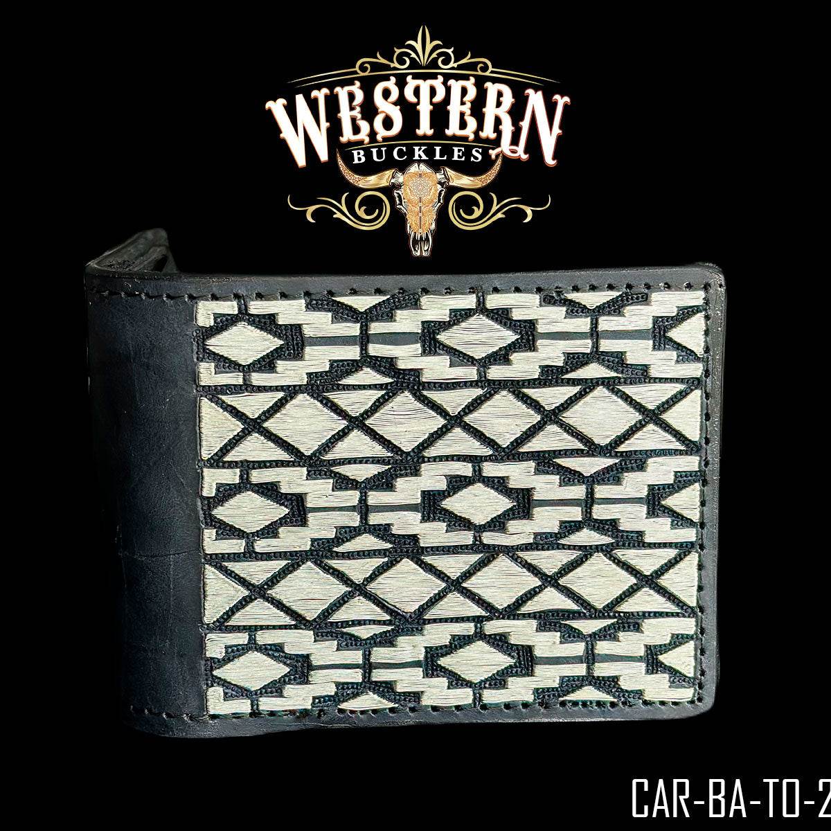 Cartera De Cinto De Hilo De Plata Bordado A Mano Base De Piel - Western Buckles