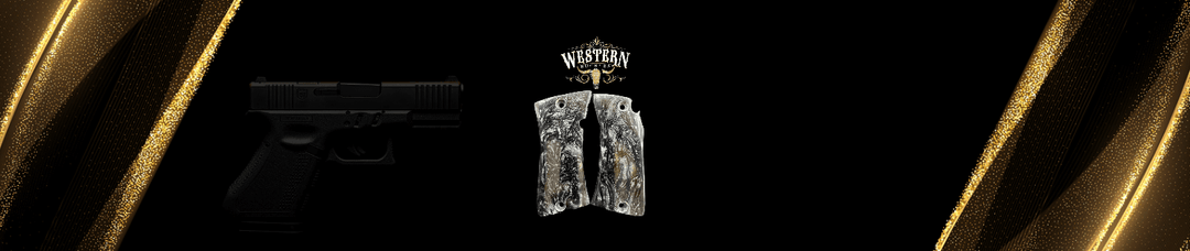 Custom resin pistol grips with marble pattern, ideal for Colt 1911, showcased on black background