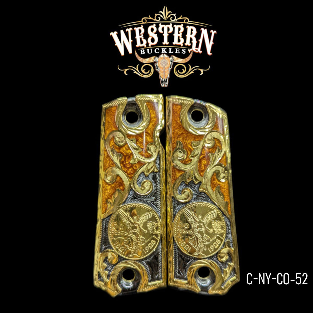 1911 Full Size Centenary Black Nickel and Gold With Ocre Resin-The Western Buckles