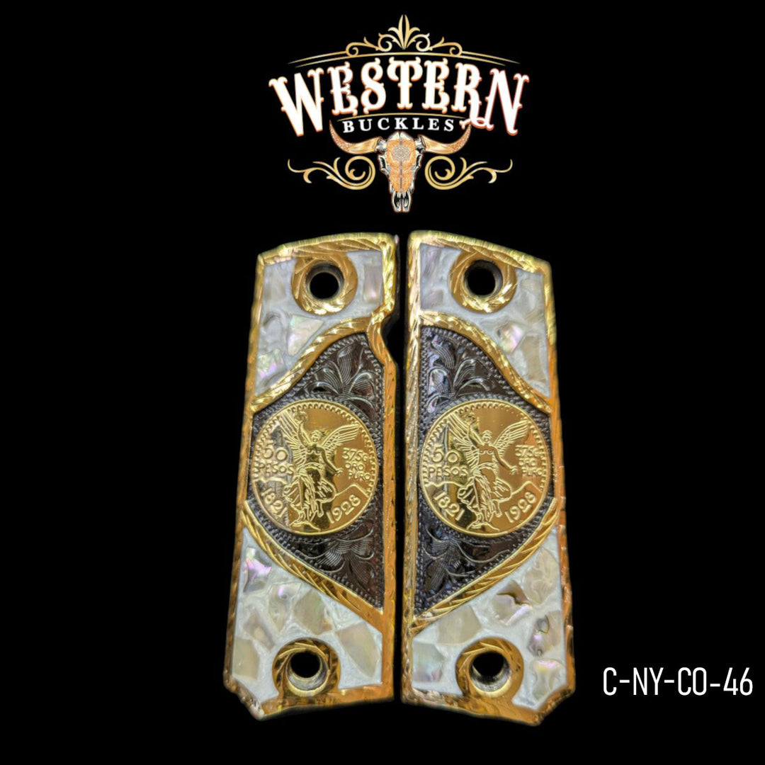 1911 Full Size Grips Centenary Gold and Black Nickel-The Western Buckles