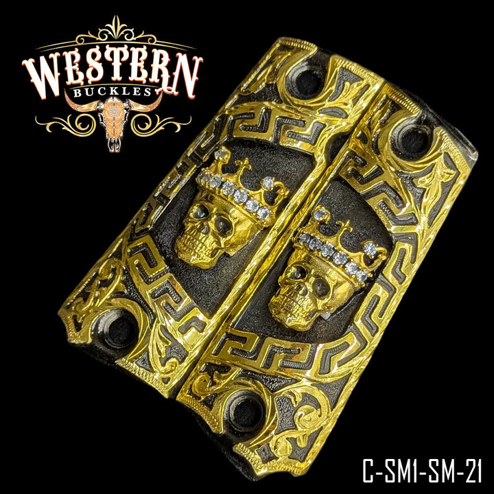 1911 Full Size Grips Skull Black and White Zircoins-The Western Buckles