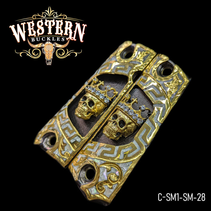1911 Fullsize Grips Skull Crown Engraved-The Western Buckles