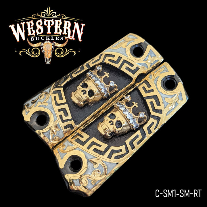 1911 Skull Gold and Black Resin with Zircoins-The Western Buckles