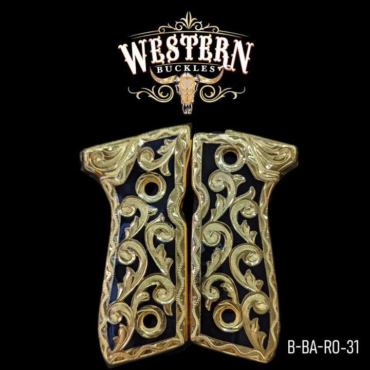 Beretta 92fs Engraved Gold and Black Resin-The Western Buckles