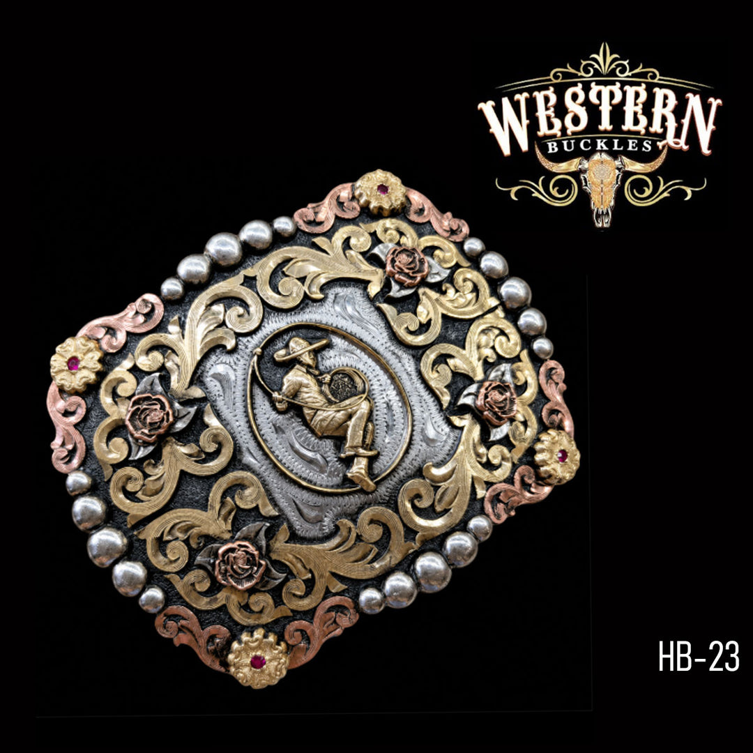 Bronc Rider Trophy Belt Buckle · German Silver &amp; Copper-The Western Buckles
