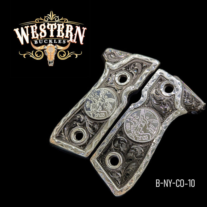 Centenario Custom Grips for Beretta 92FS — 24K Gold-Plated &amp; Silver-Plated-The Western Buckles