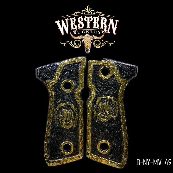 Evil Doll Custom Grips for Beretta 92FS — 24K Gold-Plated-The Western Buckles