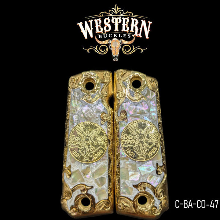 Full Size 1911 Centenary Pearl Resin and Gold-The Western Buckles