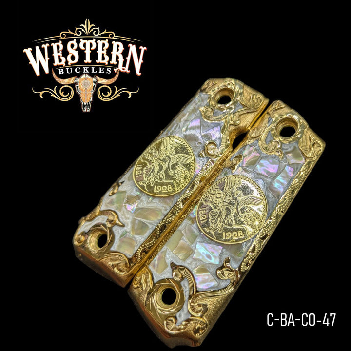 Full Size 1911 Centenary Pearl Resin and Gold-The Western Buckles