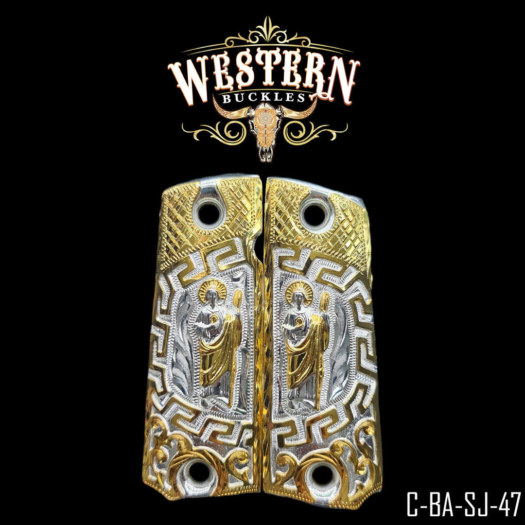 Full Size 1911 San Judas Grecas Gold Plated-The Western Buckles.