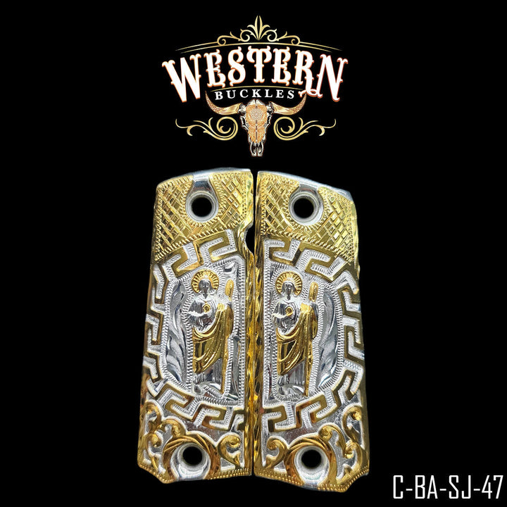 Full Size 1911 San Judas Grecas Gold Plated-The Western Buckles.