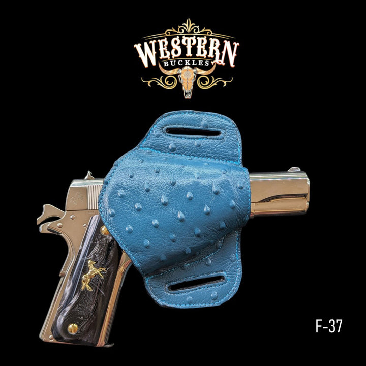 Gun Holster Blue Ostrich Sintetic Leather-The Western Buckles