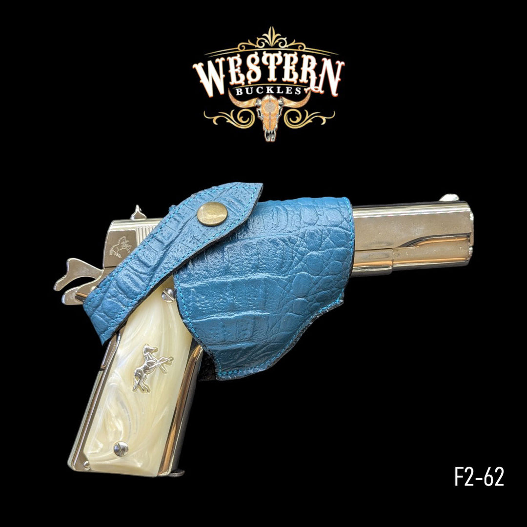 Gun Holster Cocodrile Blue Sintetic Leather