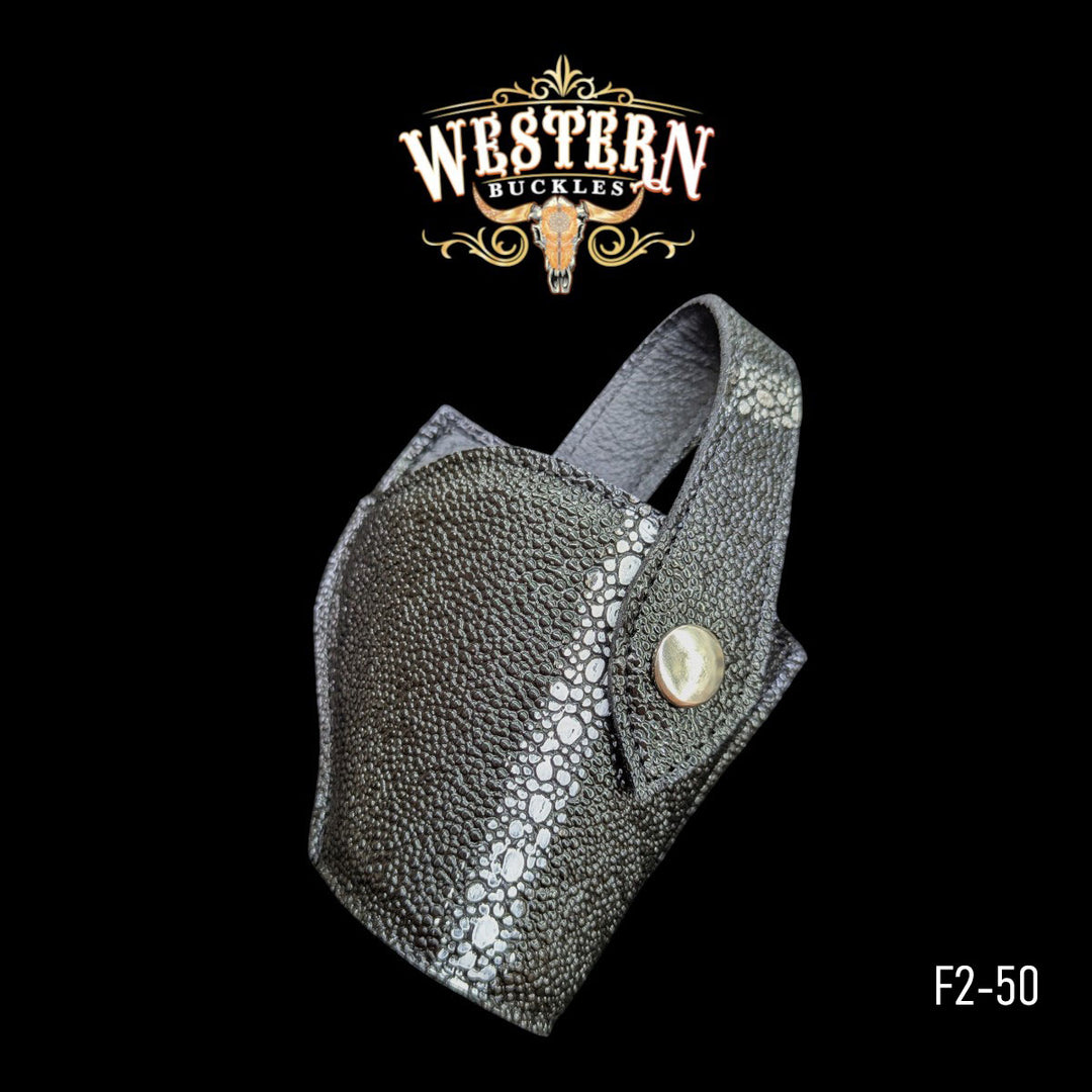 Gun Holster Funda Sintetic Black and White Leather-The Western Buckles