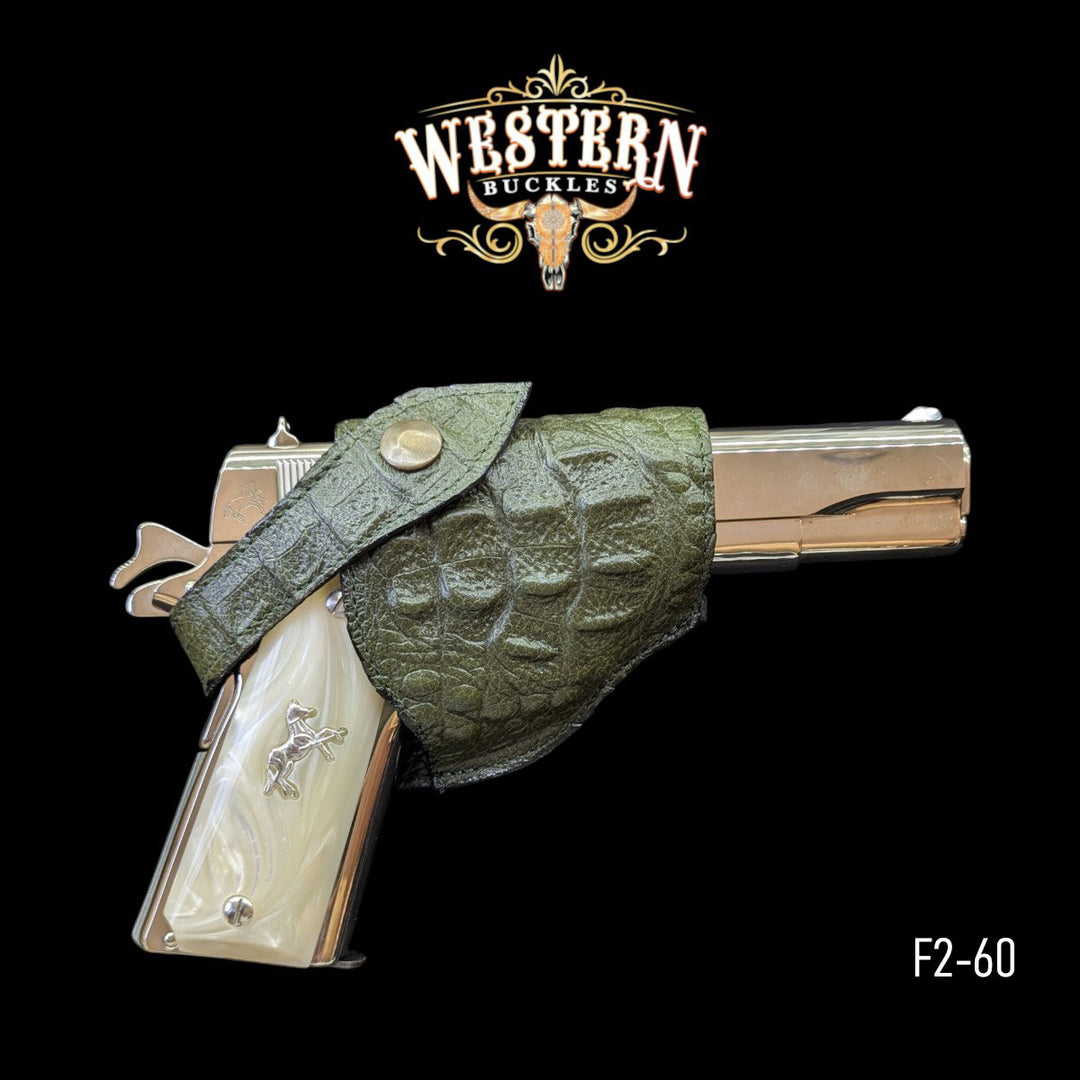 Gun Holster Green Cocodrile Sintetic Leather-The Western Buckles