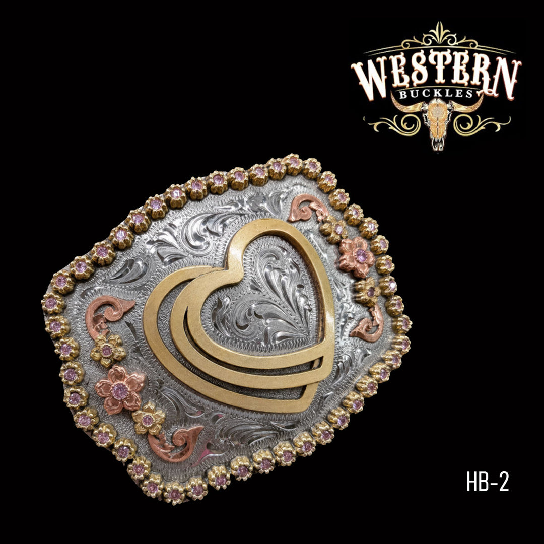 Heart Trophy Belt Buckle · Brass, German Silver &amp; Copper-The Western Buckles