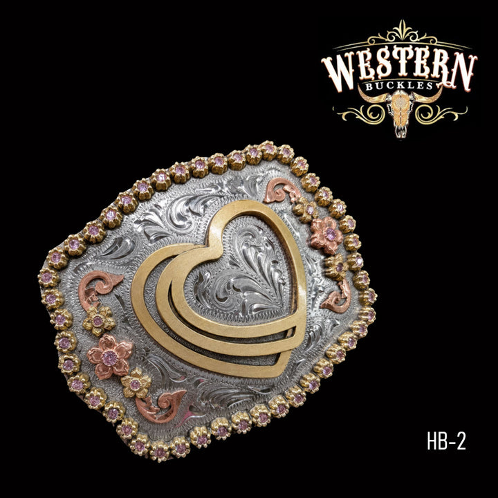 Heart Trophy Belt Buckle · Brass, German Silver &amp; Copper-The Western Buckles