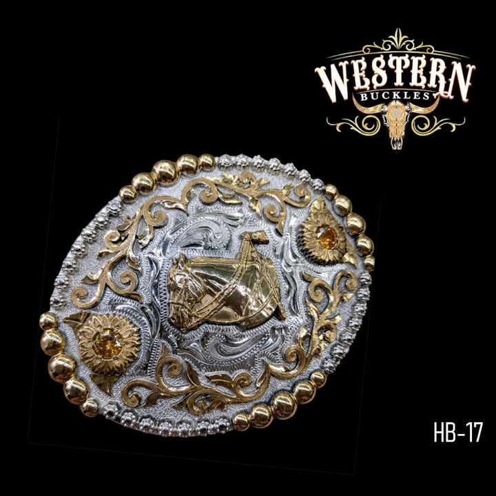 Horse Trophy Belt Buckle · Brass &amp; German Silver-The Western Buckles