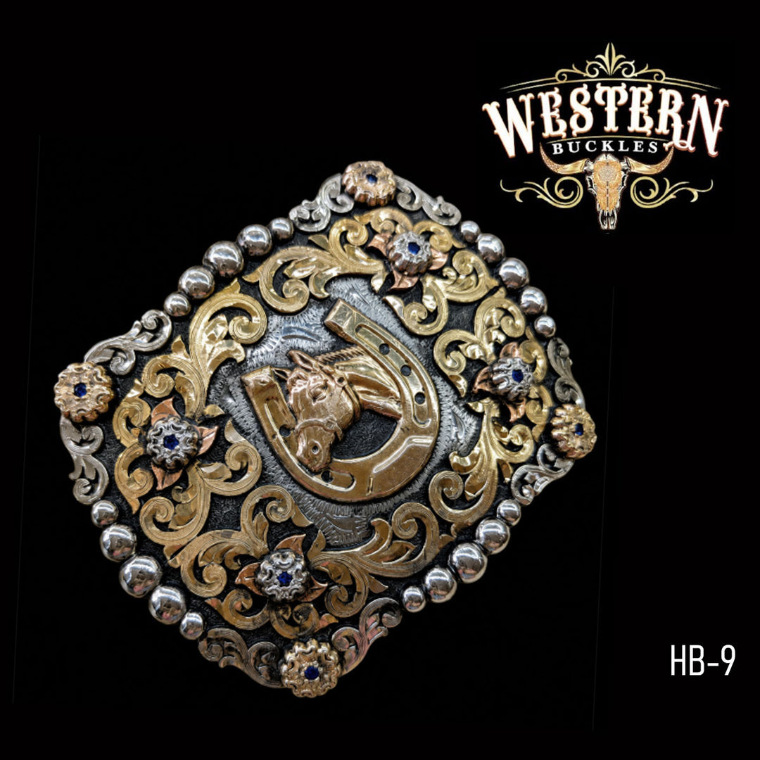 Horse Trophy Belt Buckle · German Silver, Brass &amp; Copper-The Western Buckles