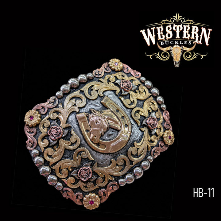 Horse Trophy Belt Buckle · German Silver &amp; Copper-The Western Buckles
