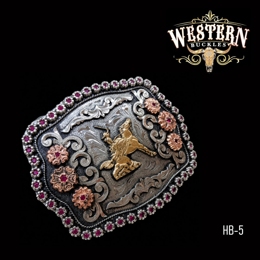 Horseman Trophy Belt Buckle · Brass, German Silver &amp; Copper-The Western Buckles