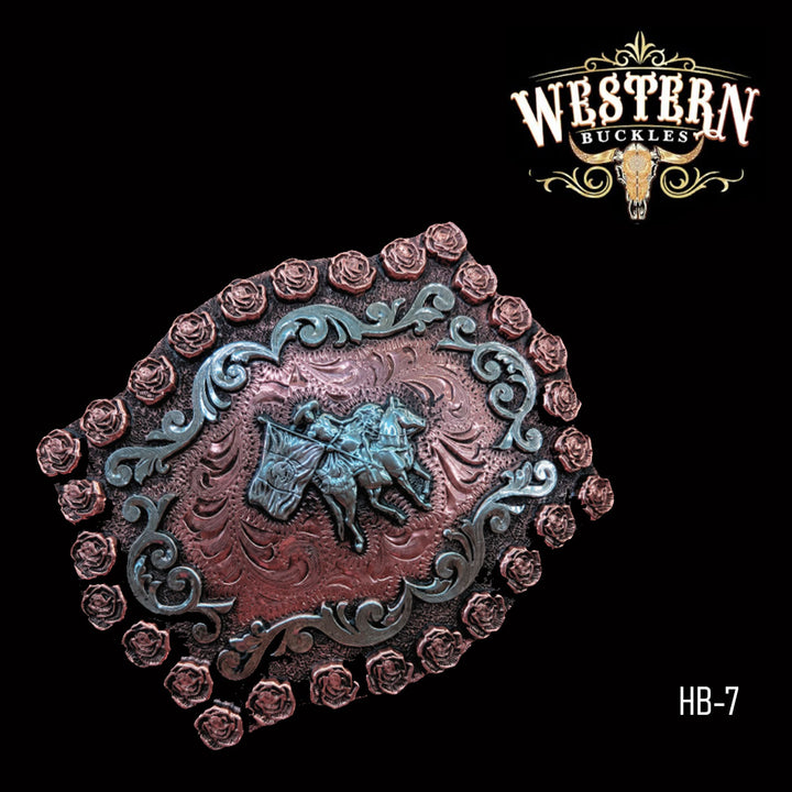 Horseman Trophy Belt Buckle · German Silver &amp; Copper-The Wester Buckles