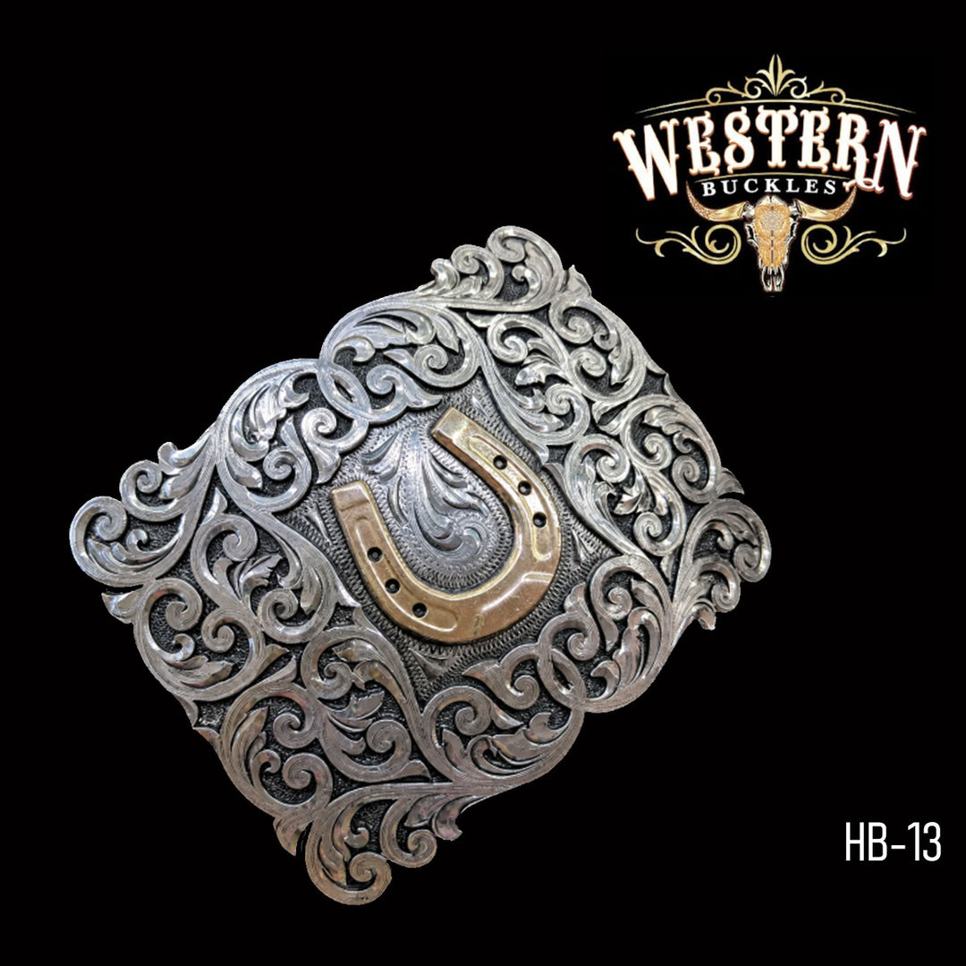 Horseshoe Trophy Belt Buckle · German Silver-The Western Buckles