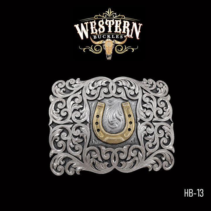 Horseshoe Trophy Belt Buckle · German Silver-The Western Buckles