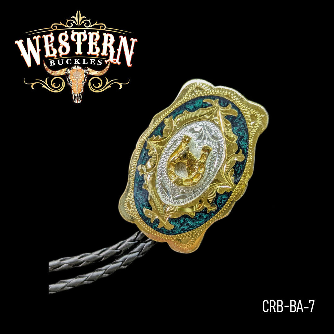 Necktie Horse Gold and Green Resin-The Western Buckles