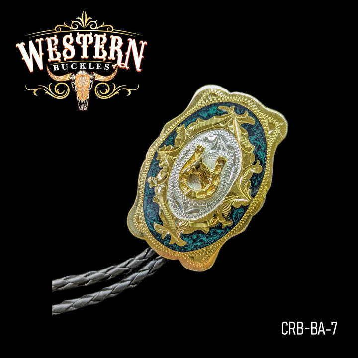 Necktie Horse Gold and Green Resin-The Western Buckles
