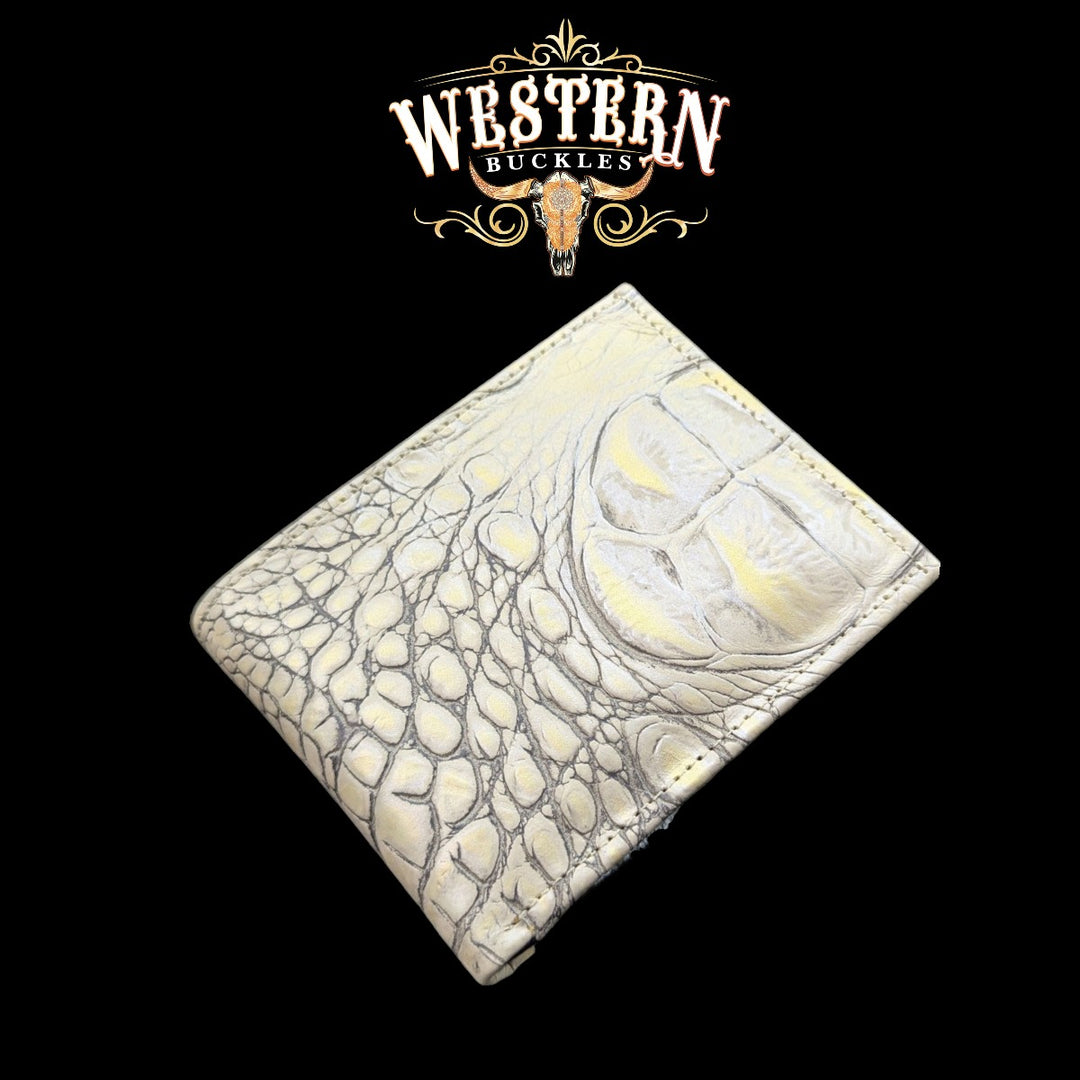 Synthetic Leather Beige Cocodrile Wallet-The Western Buckles