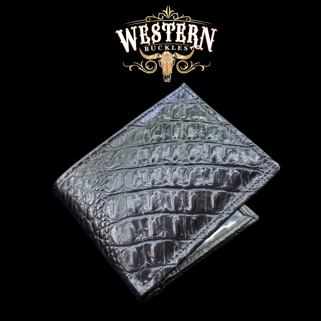 Synthetic Leather Black Cocodrile Wallet-The Western Bukles

