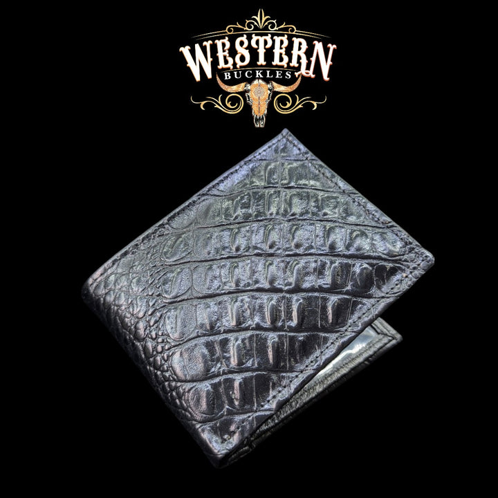 Synthetic Leather Black Cocodrile Wallet-The Western Bukles
