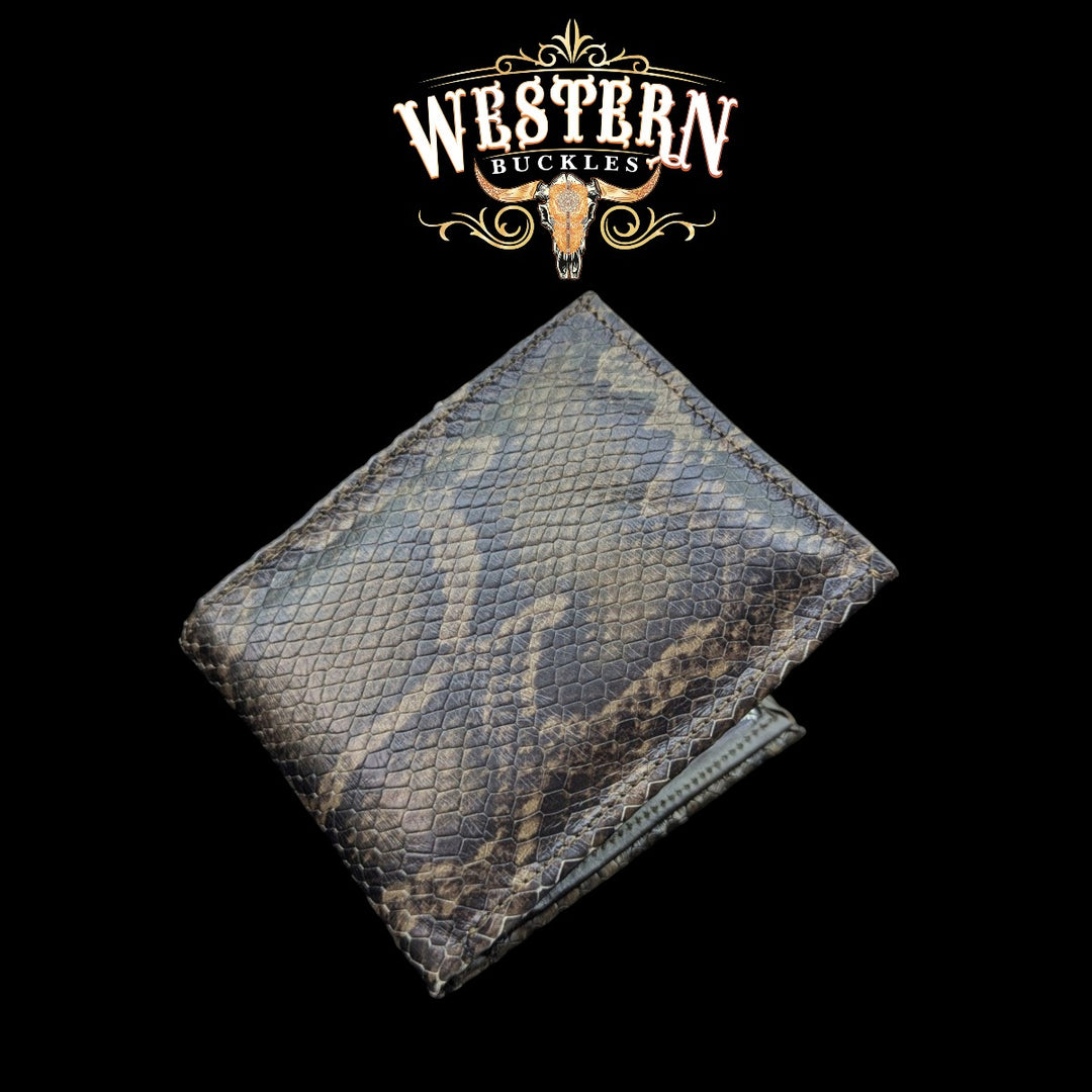Synthetic Leather Chestnut Snake Wallet-The Western Buckles
