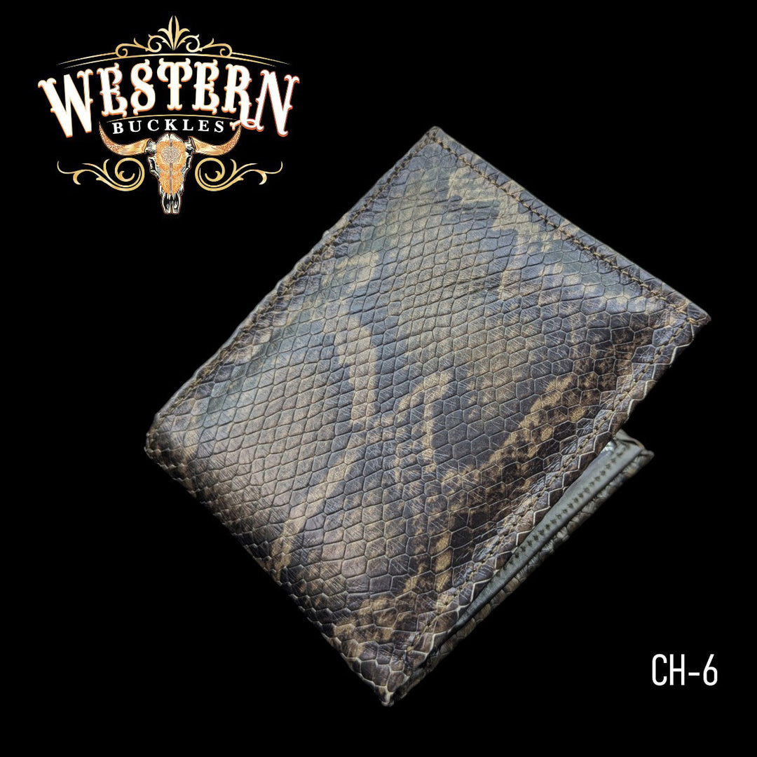 Synthetic Leather Chestnut Snake Wallet-The Western Buckles