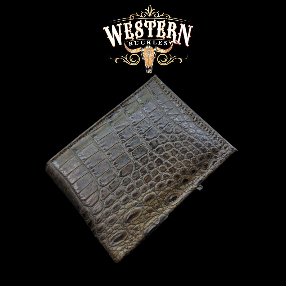 Synthetic Leather Espresso Cocodrile Wallet-The Western Buckles